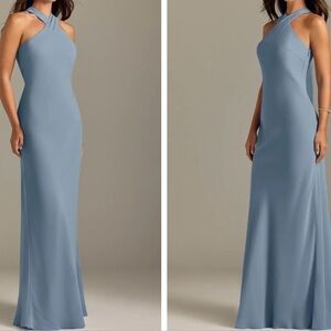 Azazie Blue Halter Wedding Dress